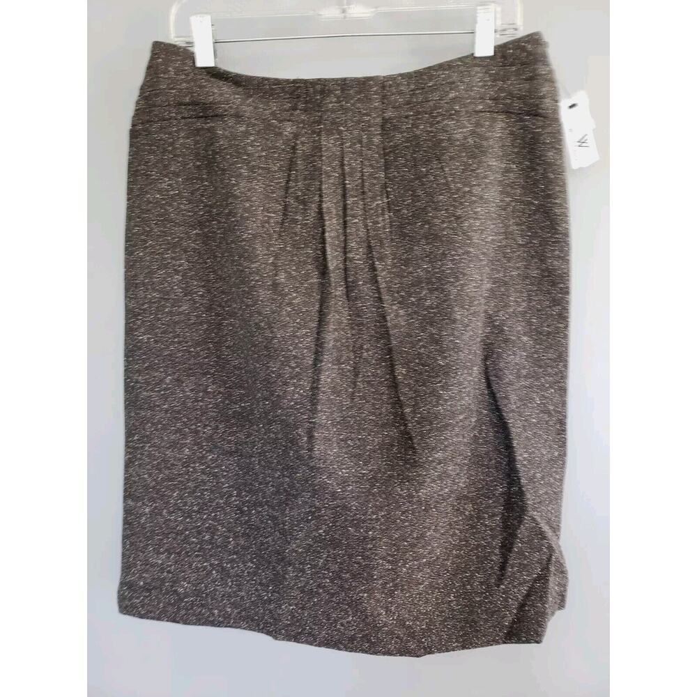 NEW SIZE 14 PETITE Worthington Deep Chocolate TWEED Skirt Business Casual a line